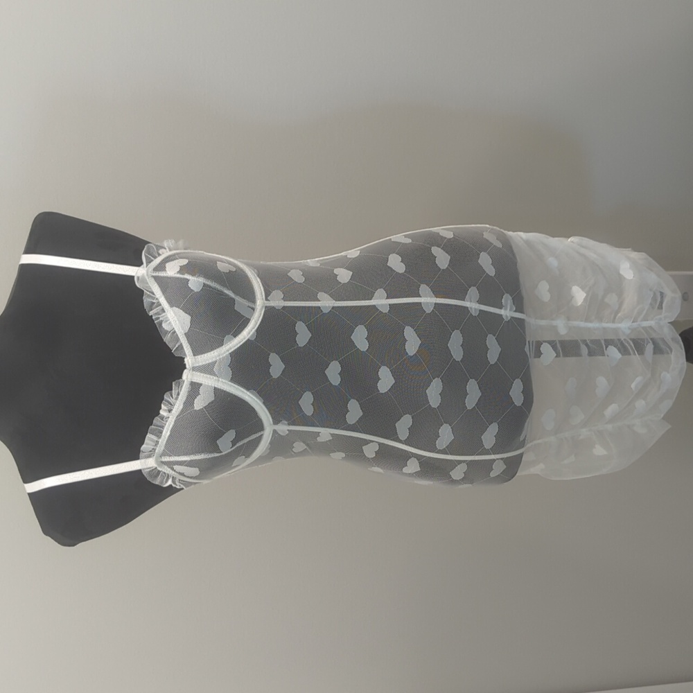 White Lace Chemise with Structured Cups and Adjustable Straps